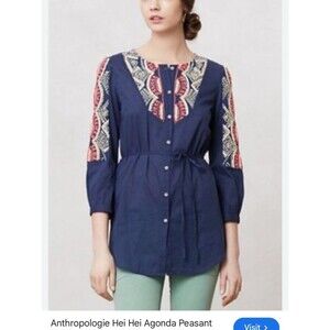 Anthropologie Hei Hei peasant embroidered tunic top cotton women’s 10 summer